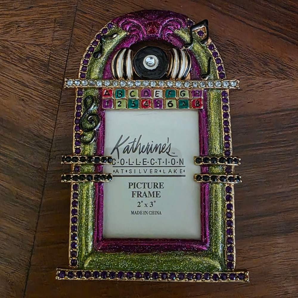 Katherine's Collection Enamel Picture Frame Jukebox Green Purple 2x3 Retro Decor - Picture 3 of 5